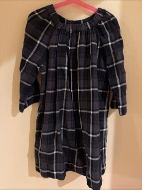 Bonpoint Navy and White Plaid Casual Girls Dress